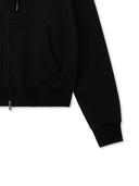 BACK LOGO ESSENTIAL HOODY ZIP UP IN BLACK