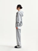 BACK LOGO ESSENTIAL HOODY ZIP UP IN GRAY