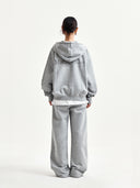 BACK LOGO ESSENTIAL HOODY ZIP UP IN GRAY