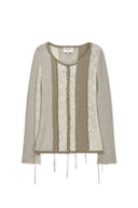 COLOR BLOCK SLIM KNIT CARDIGAN IN BEIGE