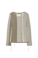 COLOR BLOCK SLIM KNIT CARDIGAN IN BEIGE