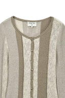 COLOR BLOCK SLIM KNIT CARDIGAN IN BEIGE