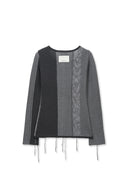 COLOR BLOCK SLIM KNIT CARDIGAN IN CHARCOAL GREY
