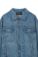 VINTAGE WASHED DENIM TRUCKER FOR MEN IN BLUE