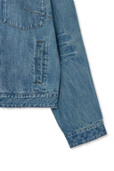 VINTAGE WASHED DENIM TRUCKER FOR MEN IN BLUE