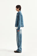 VINTAGE WASHED DENIM TRUCKER FOR MEN IN BLUE