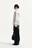 FRONT LAYERED DISTRESSED DENIM PANTS IN BLACK