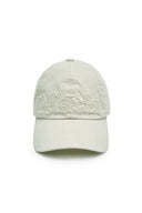 ROUGH CUT APPLIQUE BALL CAP IN LIGHT BEIGE