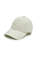 ROUGH CUT APPLIQUE BALL CAP IN LIGHT BEIGE
