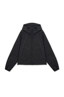 CROPPED BACK LOGO HOODY WIND BREAKER IN BLACK