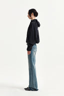 CROPPED BACK LOGO HOODY WIND BREAKER IN BLACK