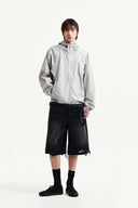 BACK LOGO HOODY WIND BREAKER IN LIGHT BEIGE