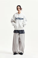 GRAFFITI LOGO HOODY ZIP UP IN WHITE