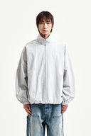 BACK LOGO HIGH NECK JUMPER IN LIGHT GRAY