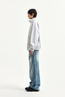 BACK LOGO HIGH NECK JUMPER IN LIGHT GRAY