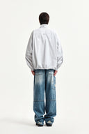 BACK LOGO HIGH NECK JUMPER IN LIGHT GRAY