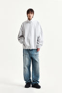 BACK LOGO HIGH NECK JUMPER IN LIGHT GRAY