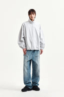 BACK LOGO HIGH NECK JUMPER IN LIGHT GRAY