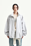 BACK LOGO HIGH NECK JUMPER IN LIGHT GRAY