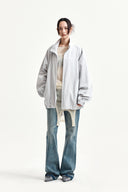 BACK LOGO HIGH NECK JUMPER IN LIGHT GRAY