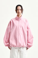 BACK LOGO HIGH NECK JUMPER IN PINK