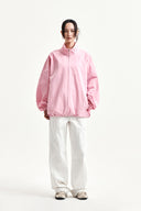 BACK LOGO HIGH NECK JUMPER IN PINK