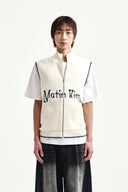 MATIN SPELL POINT KNIT ZIP UP VEST IN IVORY