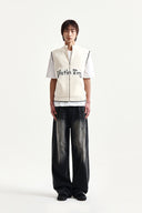 MATIN SPELL POINT KNIT ZIP UP VEST IN IVORY