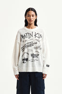 GRAFFITI ARTWORK KNIT PULLOVER IN IVORY