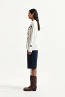 GRAFFITI ARTWORK KNIT PULLOVER IN IVORY
