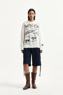 GRAFFITI ARTWORK KNIT PULLOVER IN IVORY