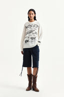 GRAFFITI ARTWORK KNIT PULLOVER IN IVORY