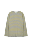 STRIPE DAMAGED LOOSE PULLOVER IN BEIGE