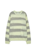 TEXTURE BLOCK STRIPE KNIT PULLOVER IN LIGHT YELLOW