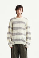 TEXTURE BLOCK STRIPE KNIT PULLOVER IN LIGHT YELLOW