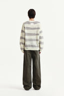TEXTURE BLOCK STRIPE KNIT PULLOVER IN LIGHT YELLOW