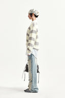 TEXTURE BLOCK STRIPE KNIT PULLOVER IN LIGHT YELLOW