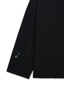 RAW HEM FINISHED BOAT NECK TOP IN BLACK