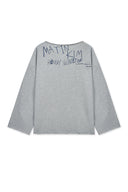 RAW HEM FINISHED BOAT NECK TOP IN GRAY