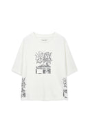VINTAGE GRAFFITI ARTWORK TOP IN WHITE