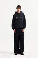 RAW EDGE HEM SWEAT HOODY IN CHARCOAL GREY