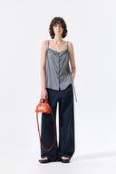 BUTTON SLEEVELESS BLOUSE IN GRAY