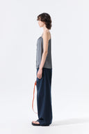 BUTTON SLEEVELESS BLOUSE IN GRAY