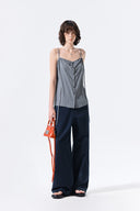 BUTTON SLEEVELESS BLOUSE IN GRAY