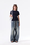 STUD POINT DENIM PANTS IN BLUE