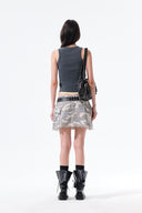 CARGO MINI DENIM SKIRT IN BEIGE
