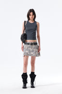 CARGO MINI DENIM SKIRT IN BEIGE