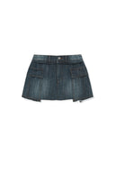 CARGO MINI DENIM SKIRT IN BLUE