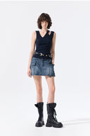 CARGO MINI DENIM SKIRT IN BLUE