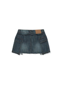 CARGO MINI DENIM SKIRT IN BLUE
